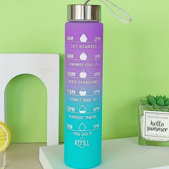 Other - NEW 500ml Stay On Track Water Bottle Purple Blue Gradient Goal Achieveme…
